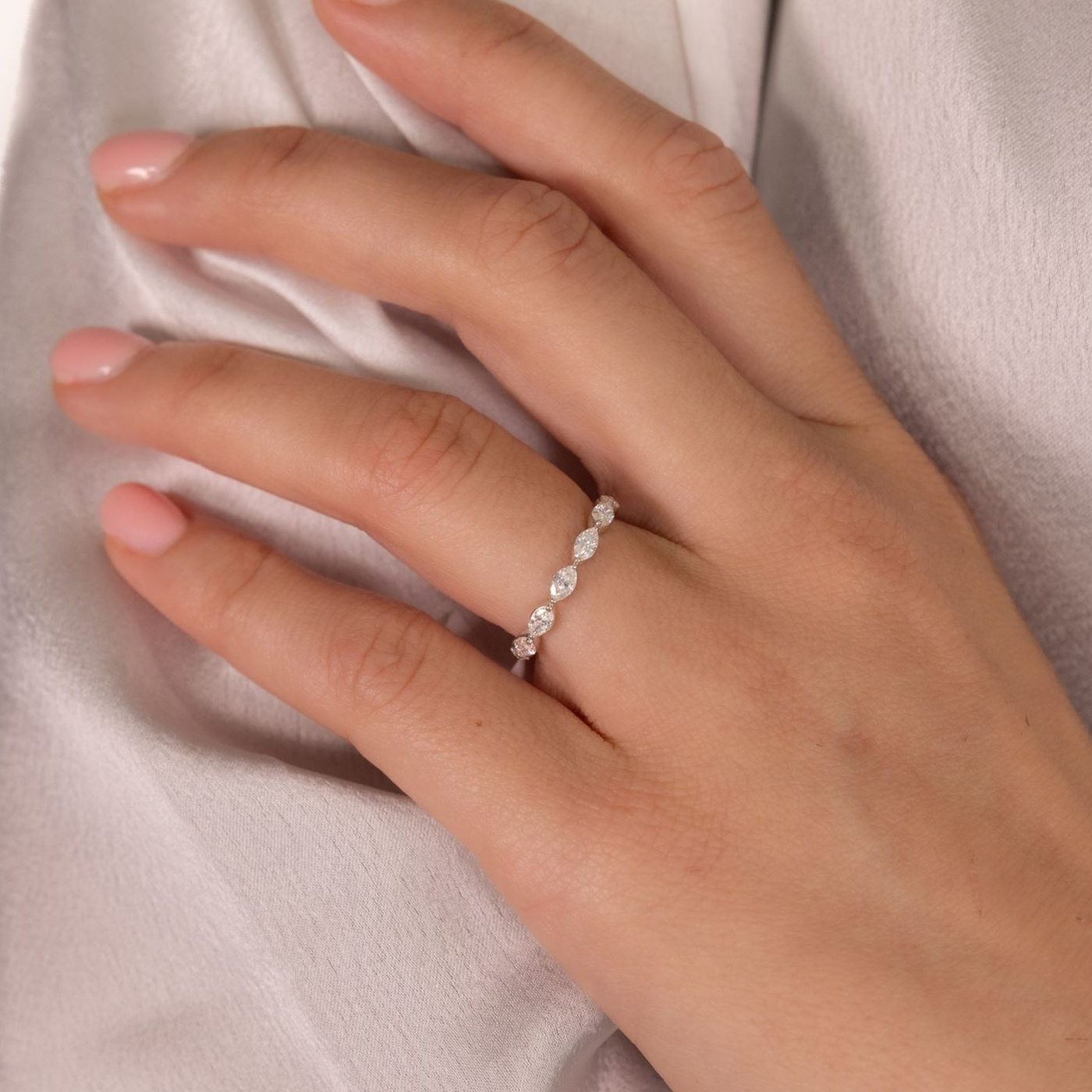 3/4 Marquise East-West Pinpoint Diamond Ring