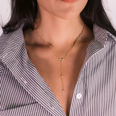 Marquise & Round Diamond Lariat Necklace