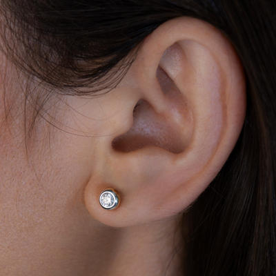 0.30CT Bezel Set Diamond Solitaire Stud Earrings