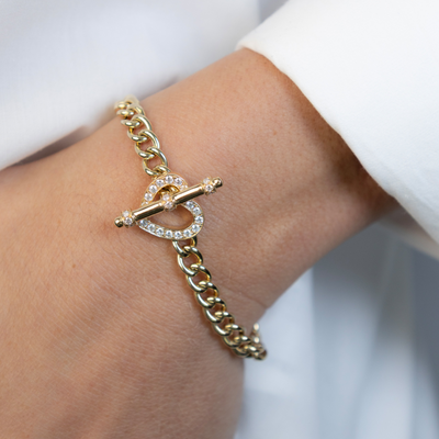 Diamond Open Heart Toggle Bracelet