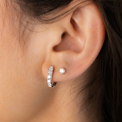 10 Prong Set 0.60CT Diamond Huggie Earrings