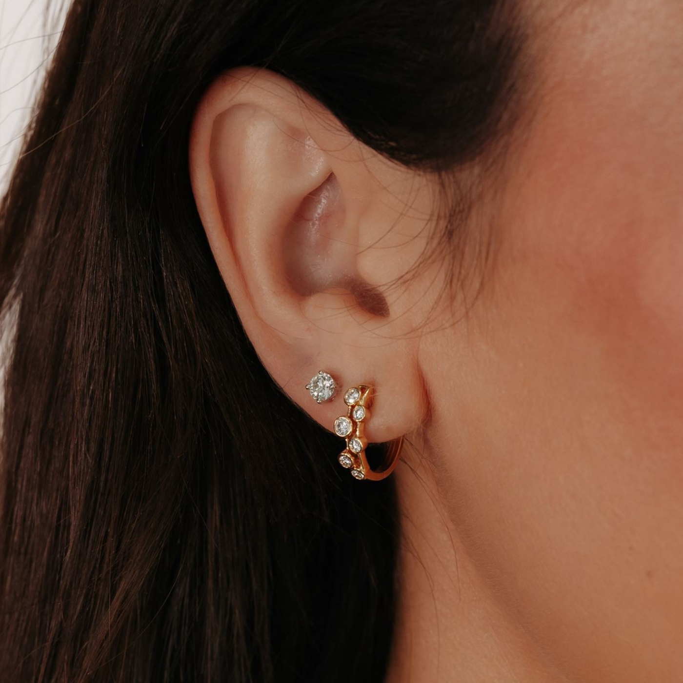 Diamond Bubble Huggie Earrings