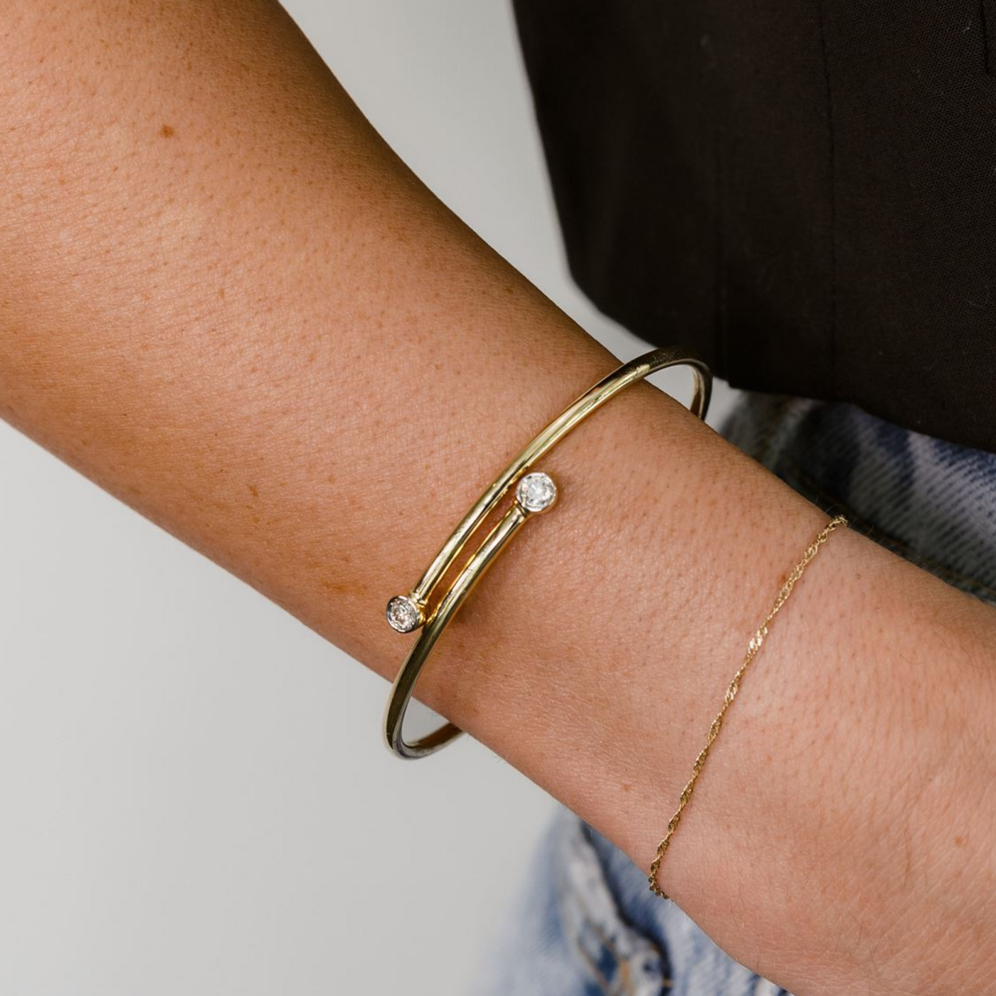 0.30CT Diamond Bypass Bangle Bracelet