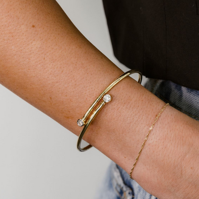 0.30CT Diamond Bypass Bangle Bracelet