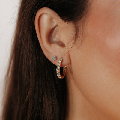 0.75" Halfway 1.25CT Oval Hoop Earrings