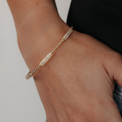 Bead It Collection Pave' Diamond Flex Bangle Bracelet