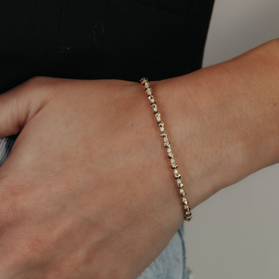 0.25CT Gold Stud & Diamond Flex Bangle Bracelet