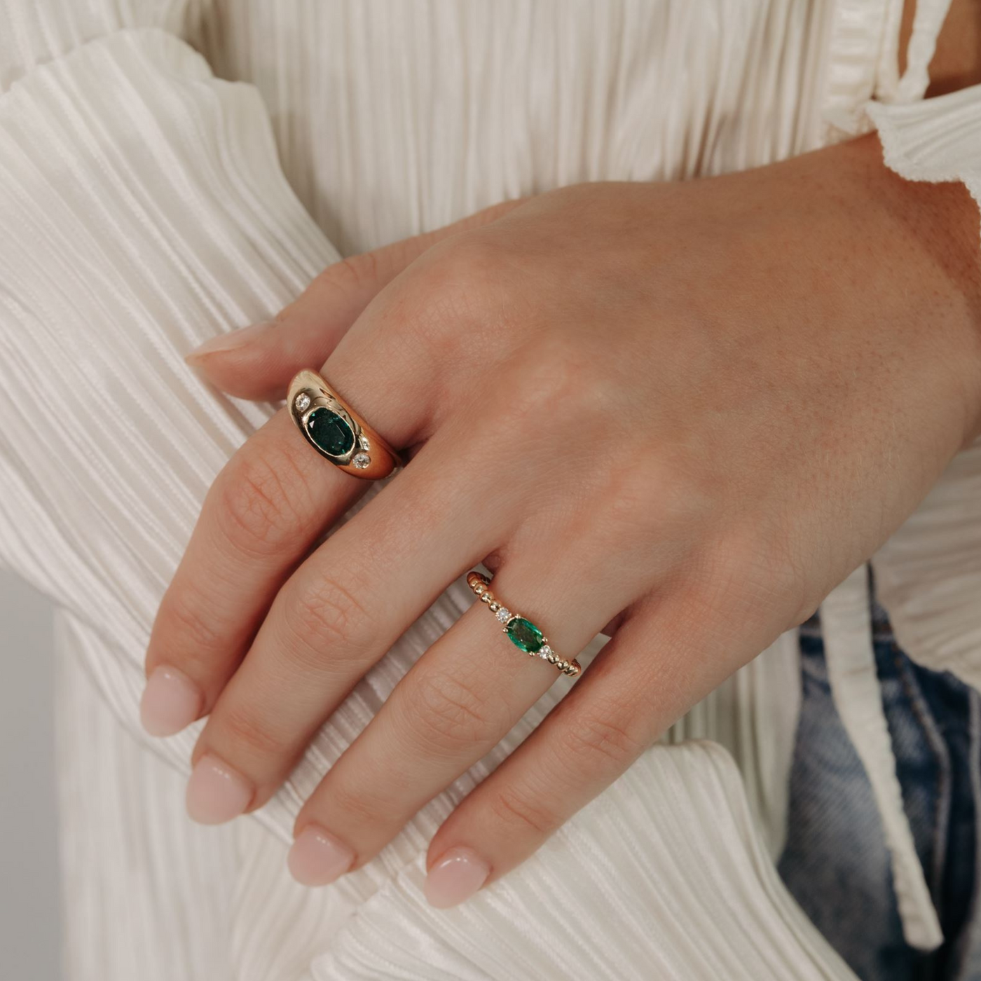 Bead It Collection Emerald & Diamond Ring