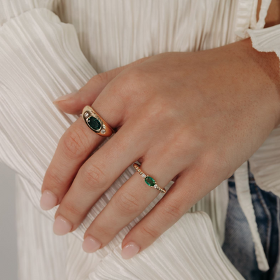 Bead It Collection Emerald & Diamond Ring