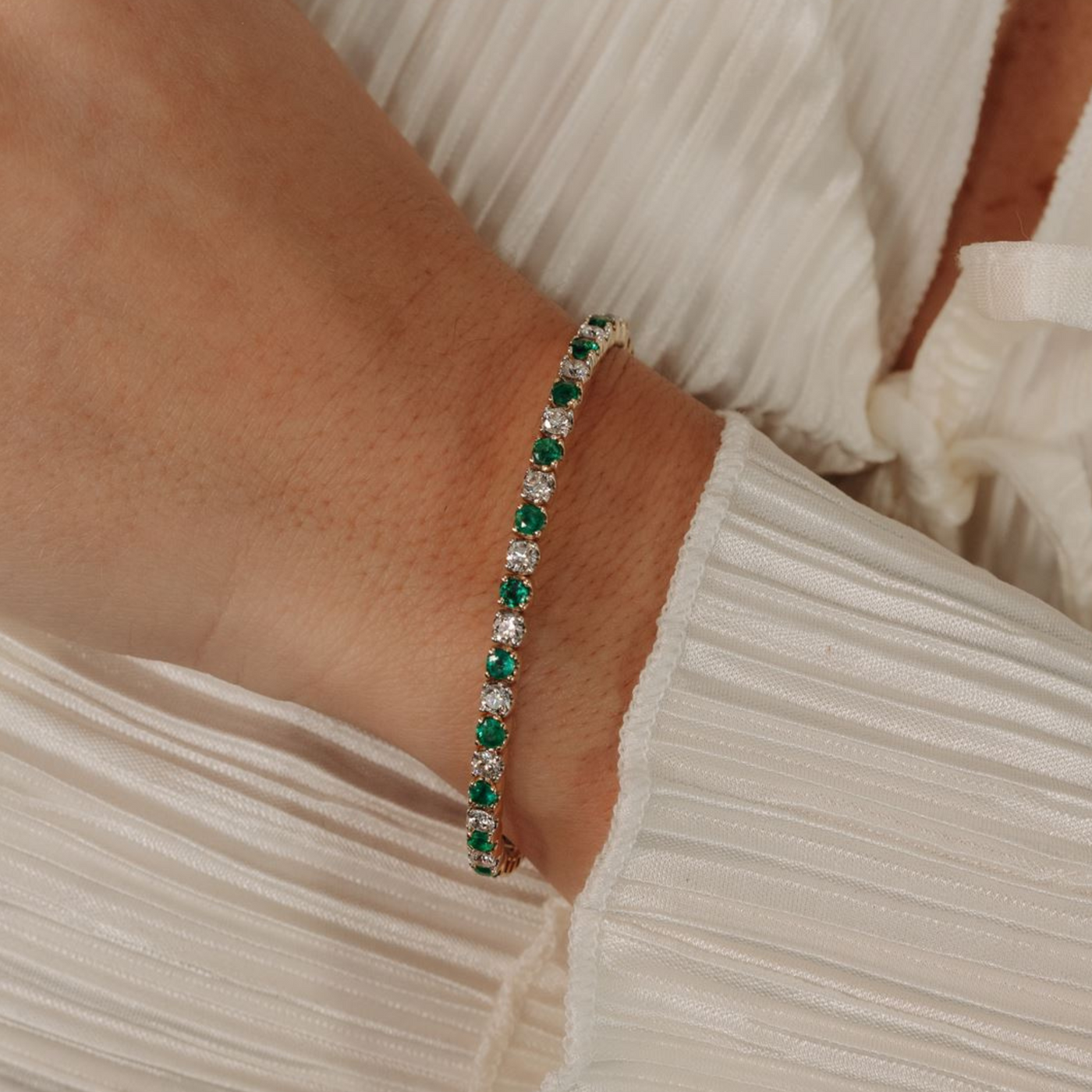 1/2 Way 1.35CT Emerald & Diamond Flex Bangle Bracelet