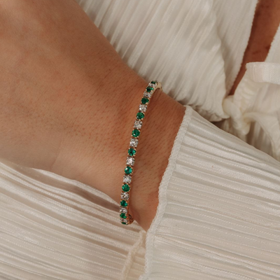 1/2 Way 1.35CT Emerald & Diamond Flex Bangle Bracelet
