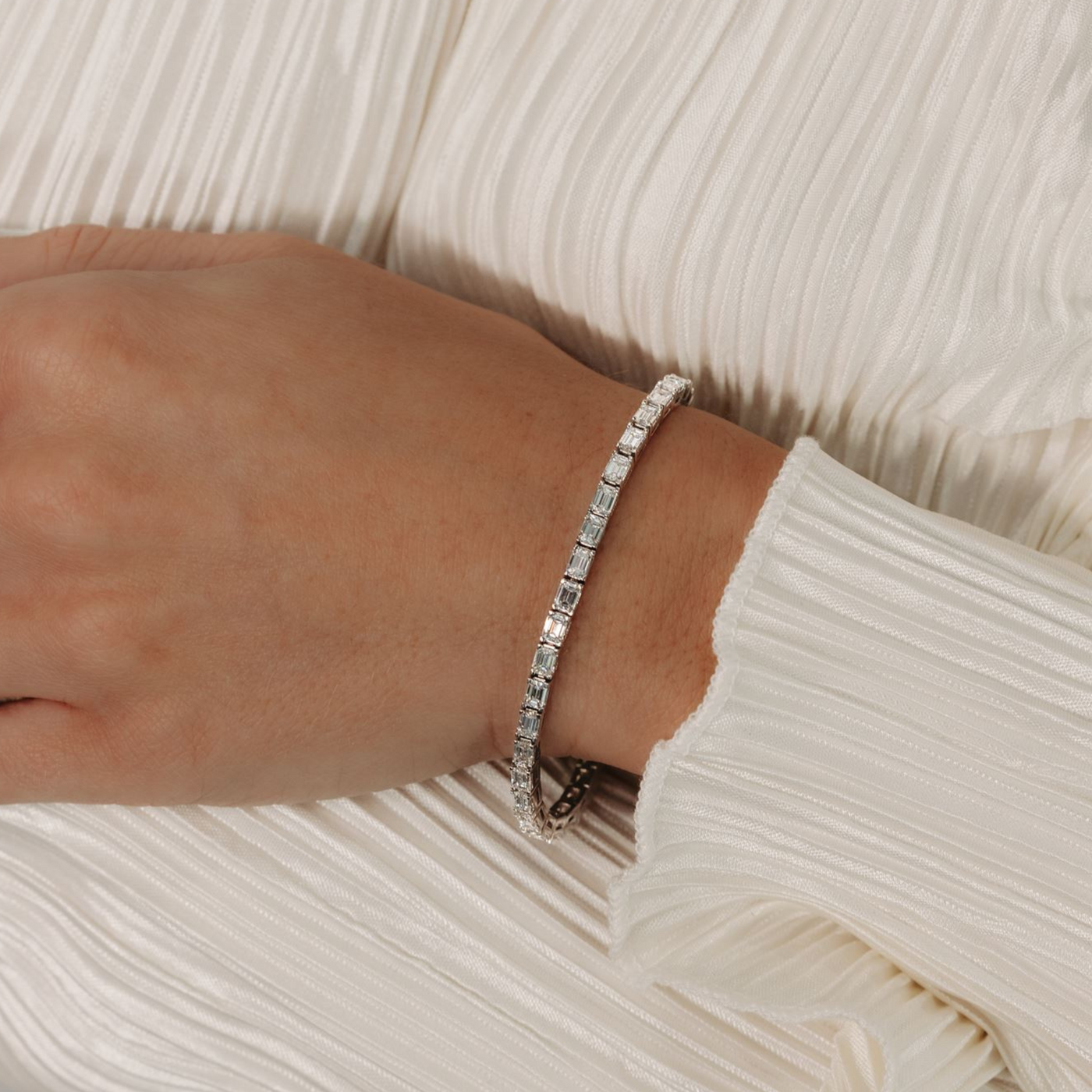 7.25CT Emerald Cut Diamond Tennis Bracelet