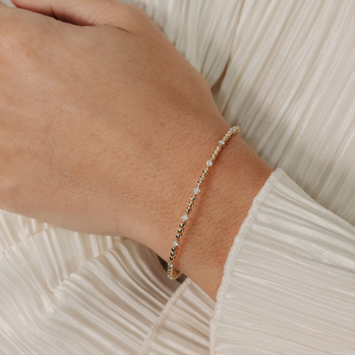Bead It Collection 9 Diamond Flex Bangle Bracelet