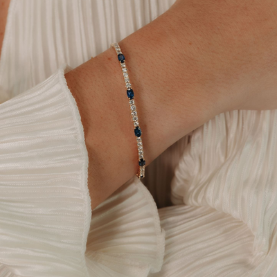 5 Oval Sapphire & Diamond Flex Bangle Bracelet