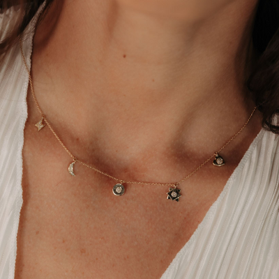 Dangling Diamond Charm Necklace