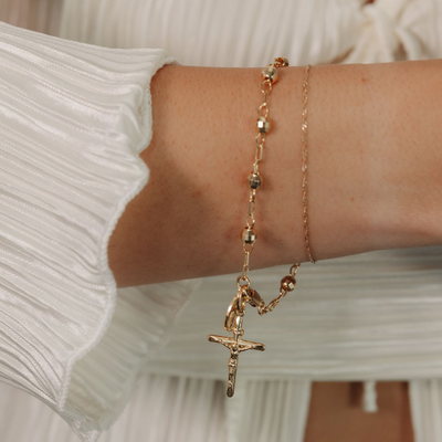 Rosary Bright Cut Bead It Bracelet