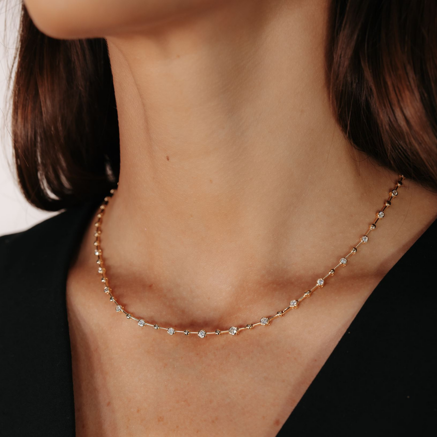 Diamond Bezels & Beads Necklace