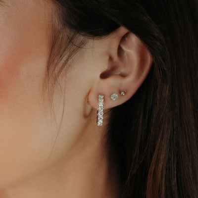 0.75" Halfway 1.25CT Oval Hoop Earrings