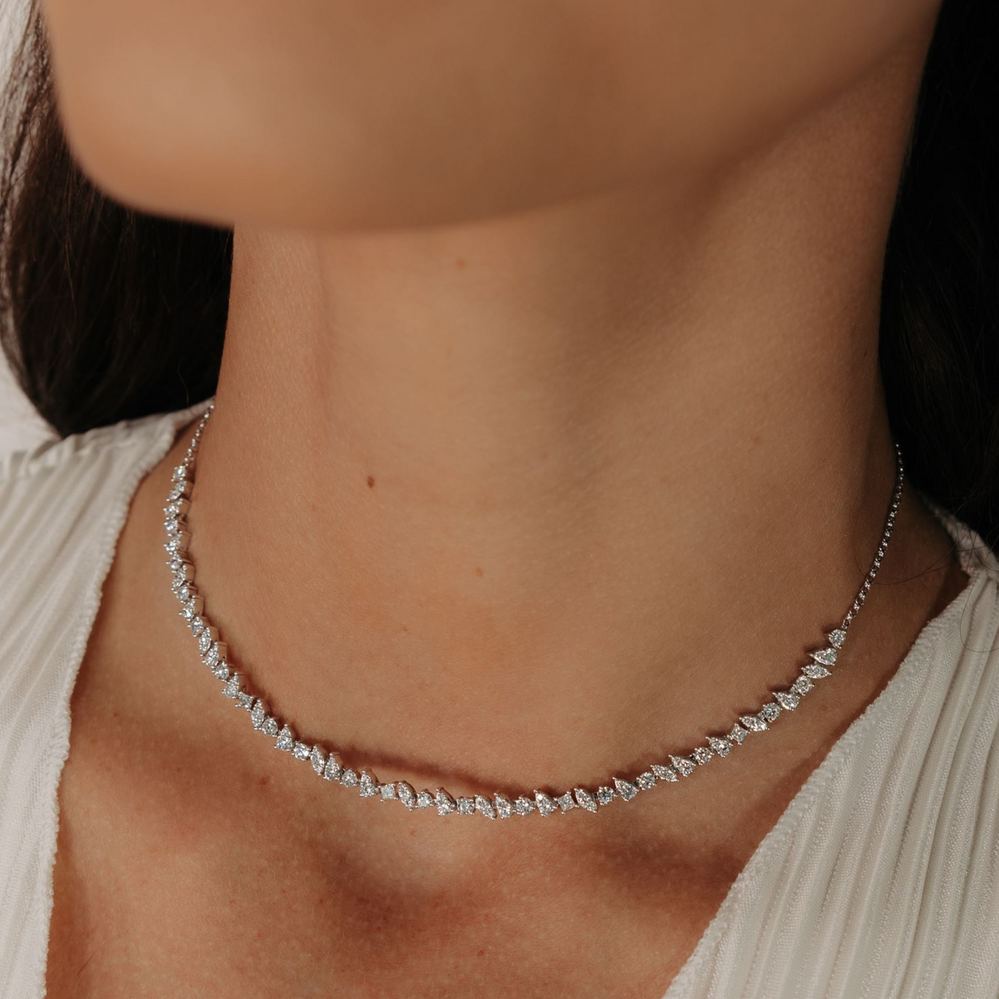 Princess & Round Cut Diamond Necklace