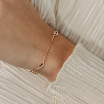 Evil Eye Diamond & Sapphire Station Bracelet