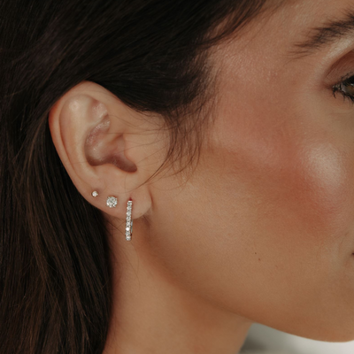 0.30CT U Hoop Diamond Huggie Earrings