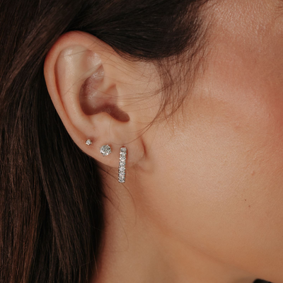 U Hoop 0.45CT Diamond Huggie Earrings
