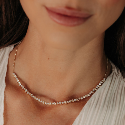 Princess & Round Cut Diamond Necklace