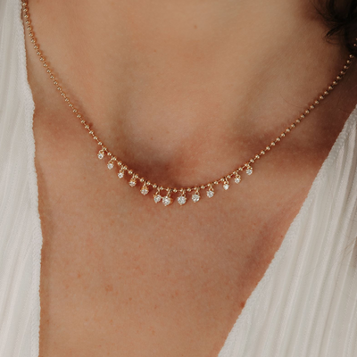 0.65CT Graduating Diamond 13 Drop Bead It Necklace