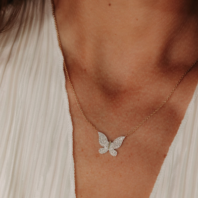 0.45CT Pave' Diamond Butterfly Necklace