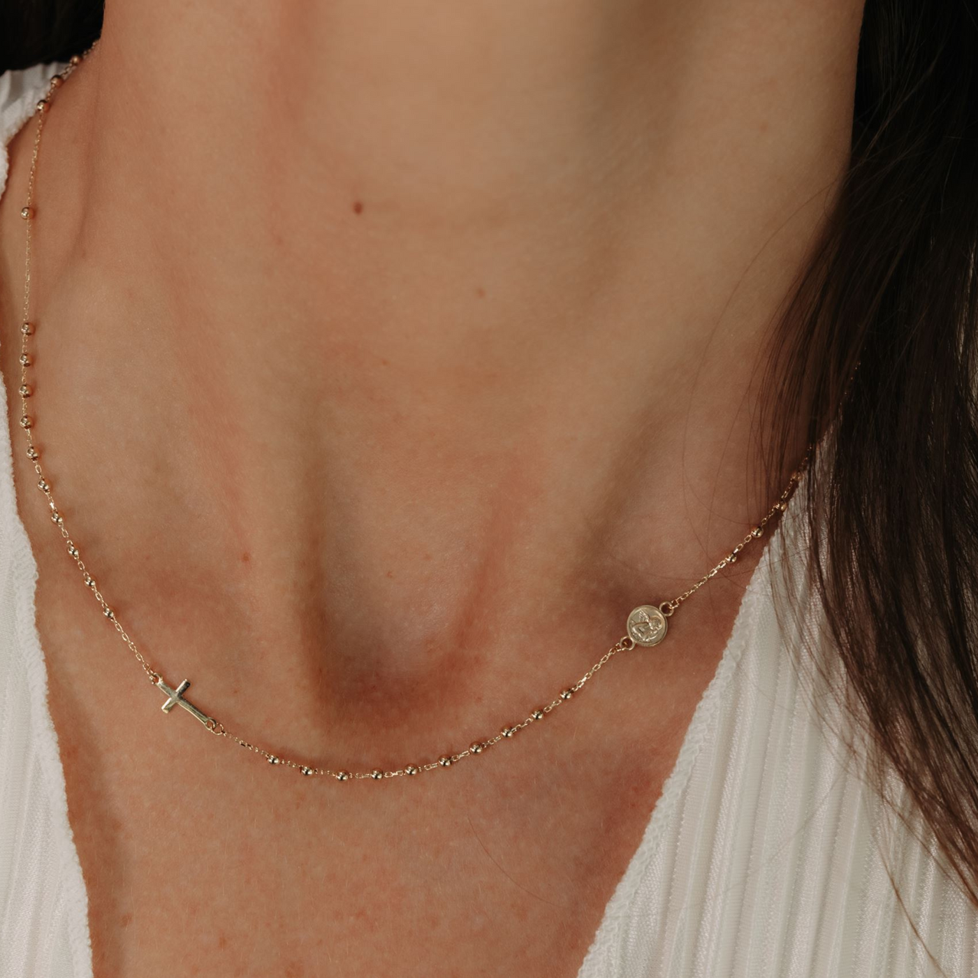 Angel & Cross Bead It Mini Rosary Necklace