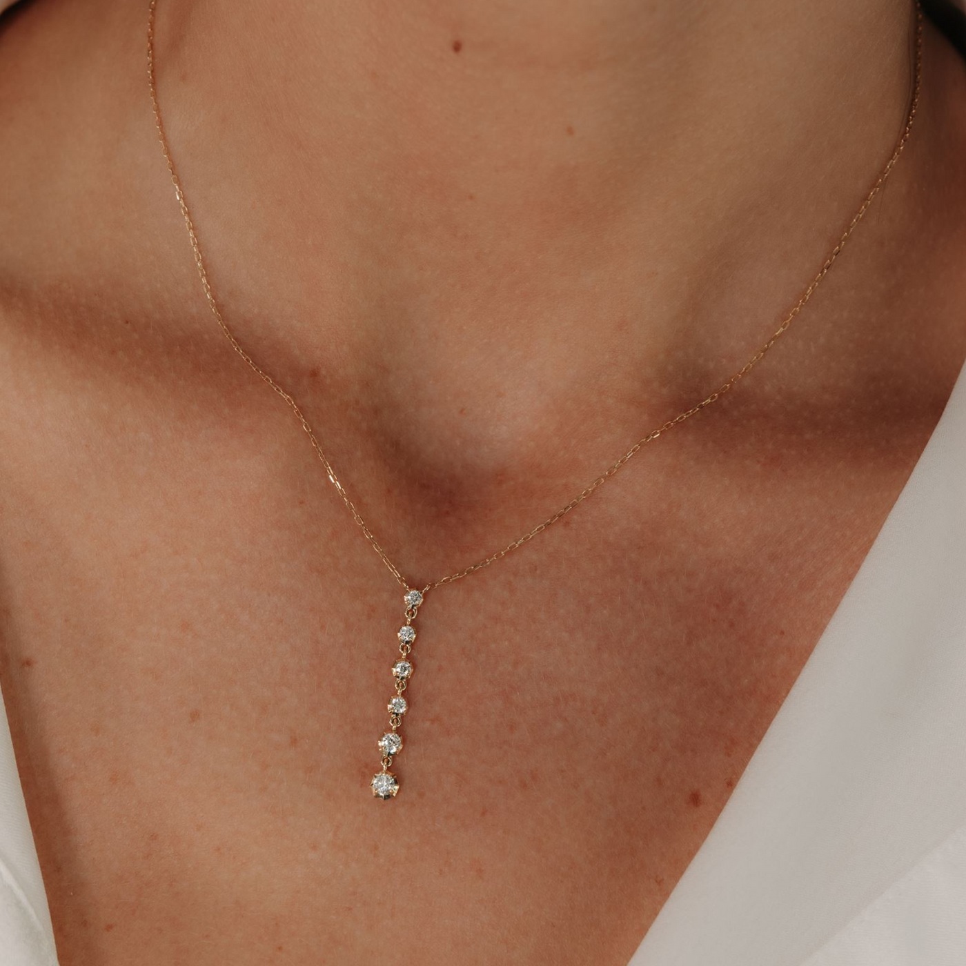 Graduating 6 Diamond Lariat Necklace