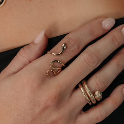 High Polished Serpent Wrap Ring
