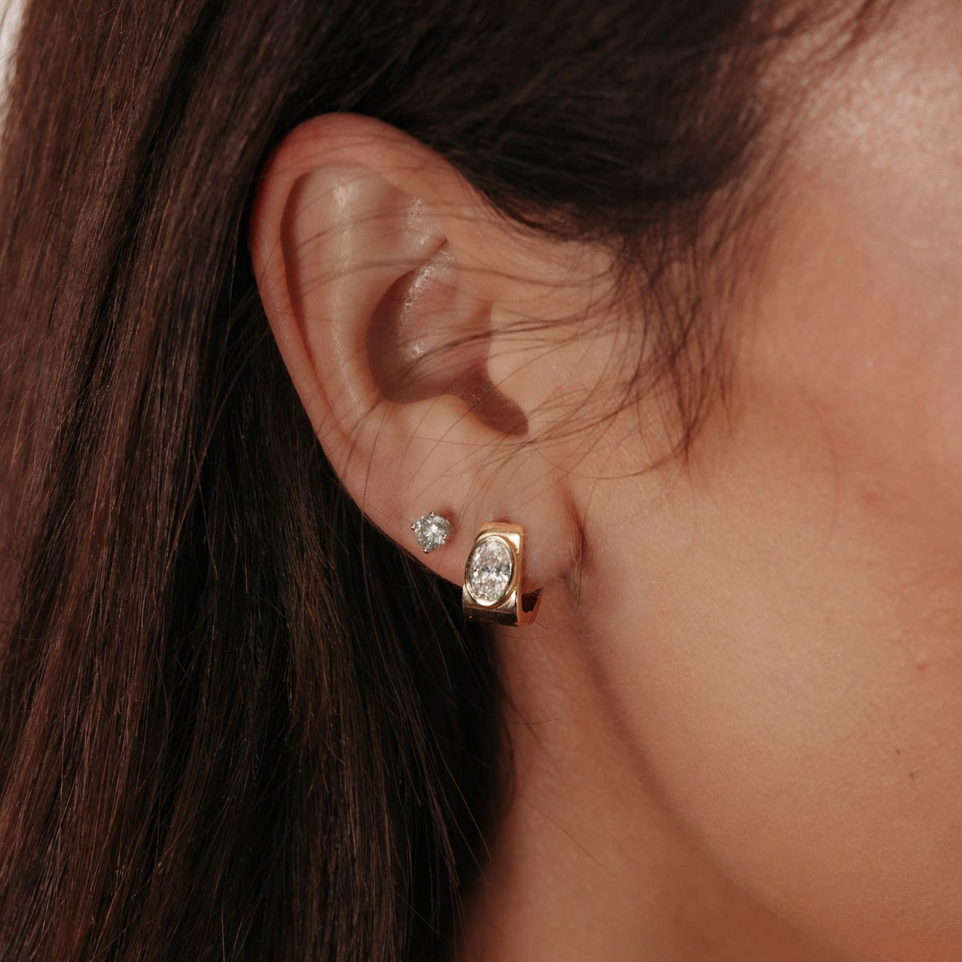 Lab Grown 1.45CT Diamond Huggie Earrings