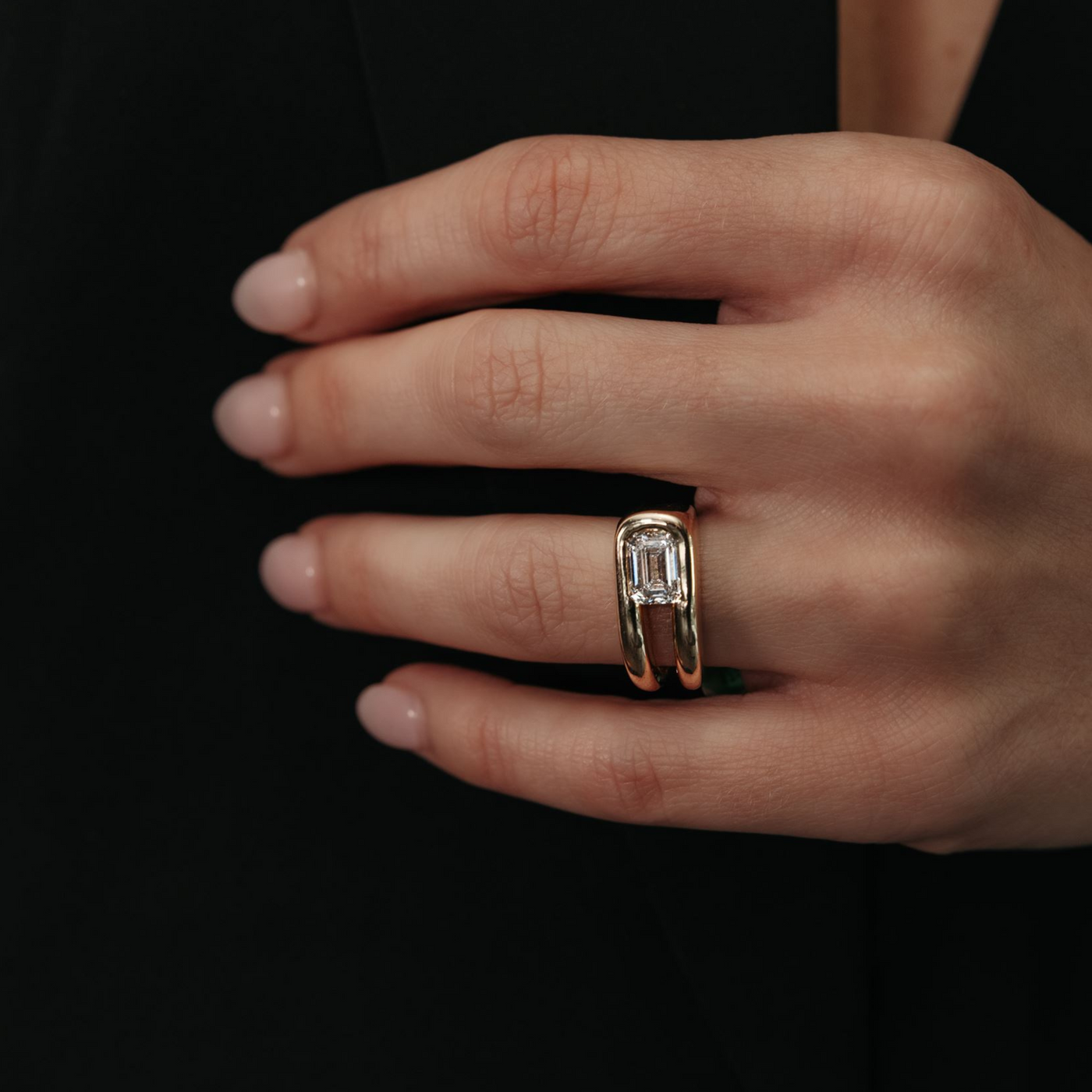 Lab Grown 1.80CT Emerald Cut East-West Ring