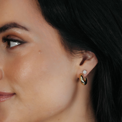 5mm Round Huggie Gold Hoop Earrings