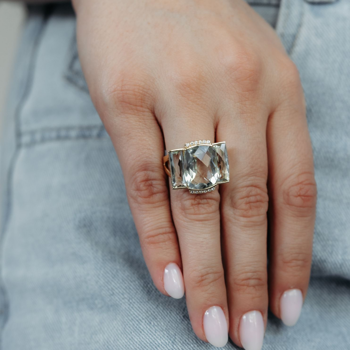 green amethyst statement ring