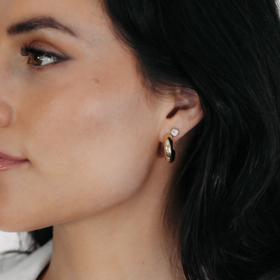 6MM Round 0.75" Gold Tube Hoop Earrings