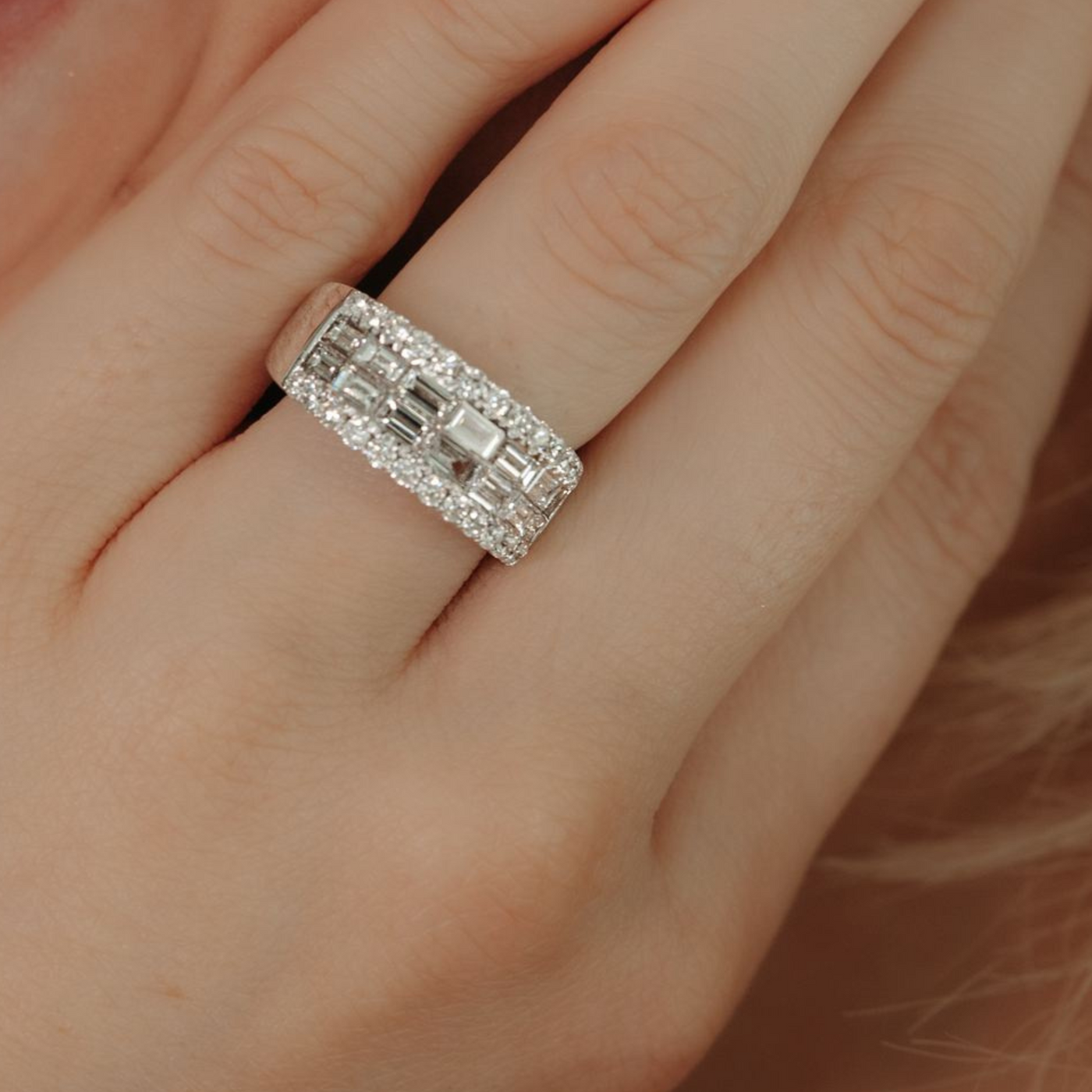 2.23CT Emerald Cut & Round Diamond Ring