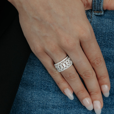 Marquise & Round Diamond Wide Ring