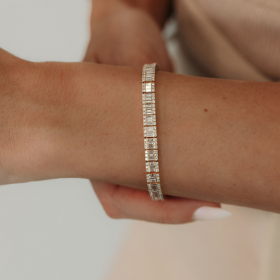 4.60CTW Baguette & Round Diamond Tennis Bracelet