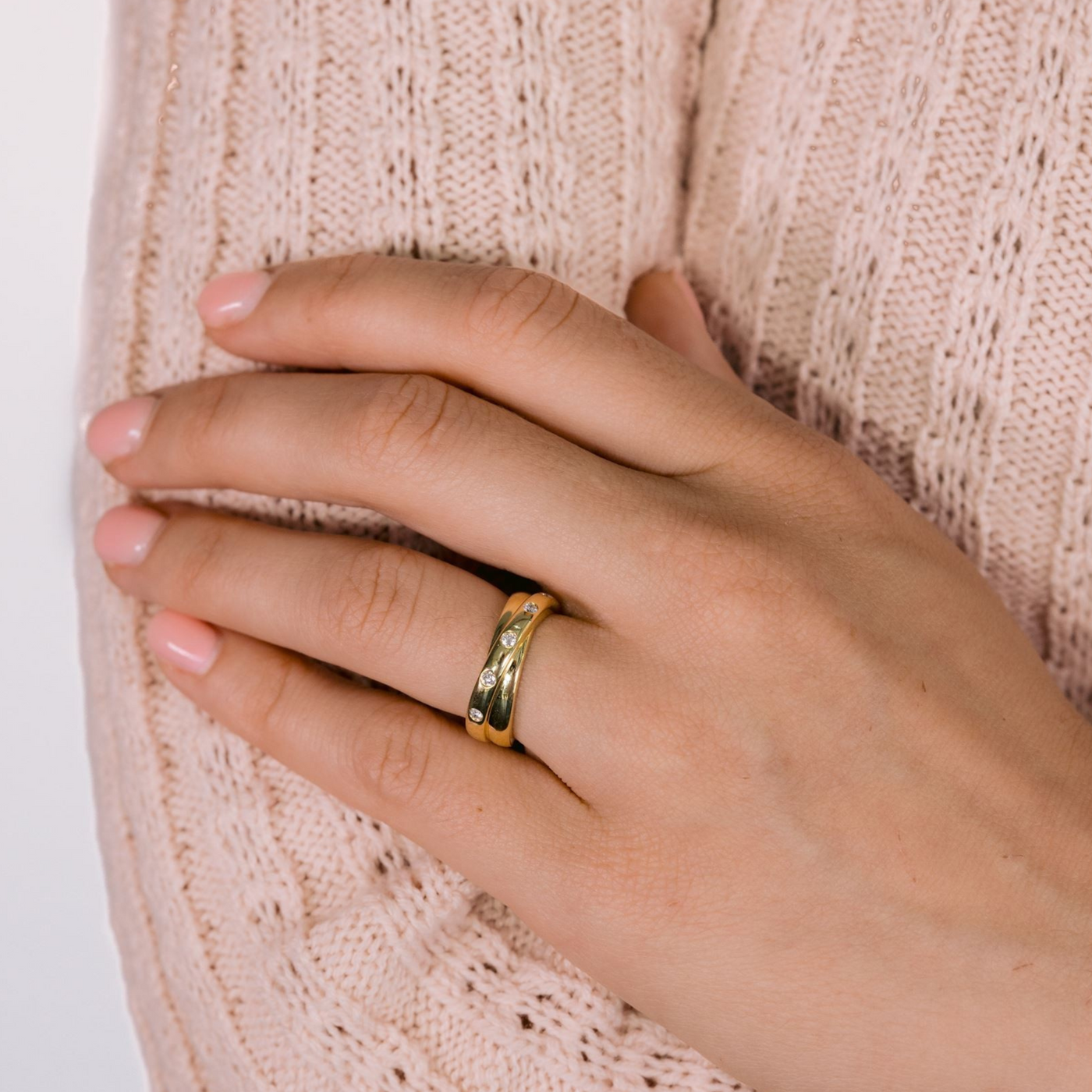 5 Burnished Diamond X Ring