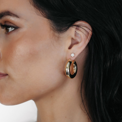 Classic 7mm Round 1" Gold Hoop Earrings