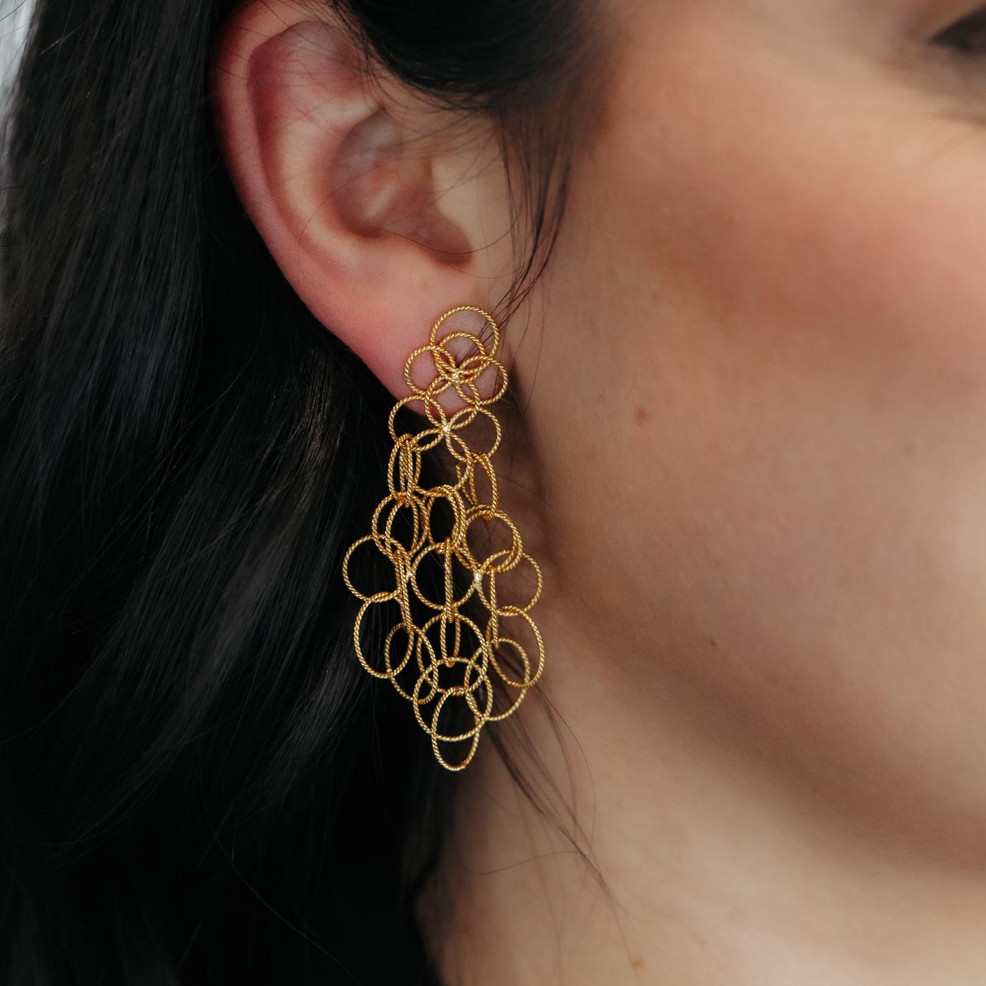 gold bubble dangle earrings