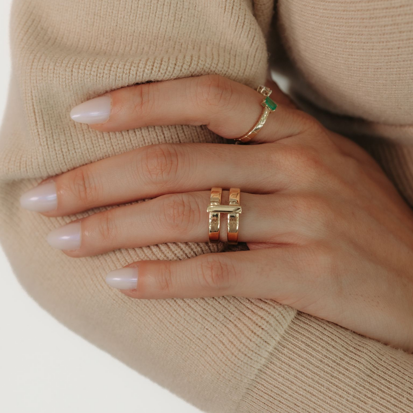 Double Floating Gold Bands Ring