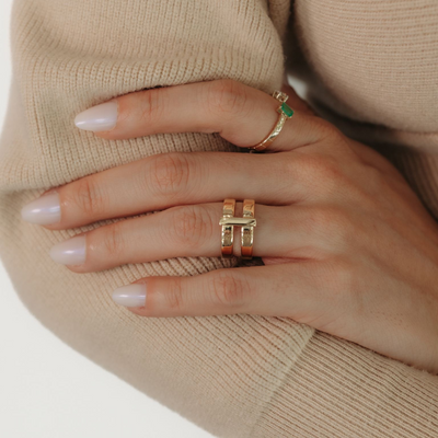 Double Floating Gold Bands Ring