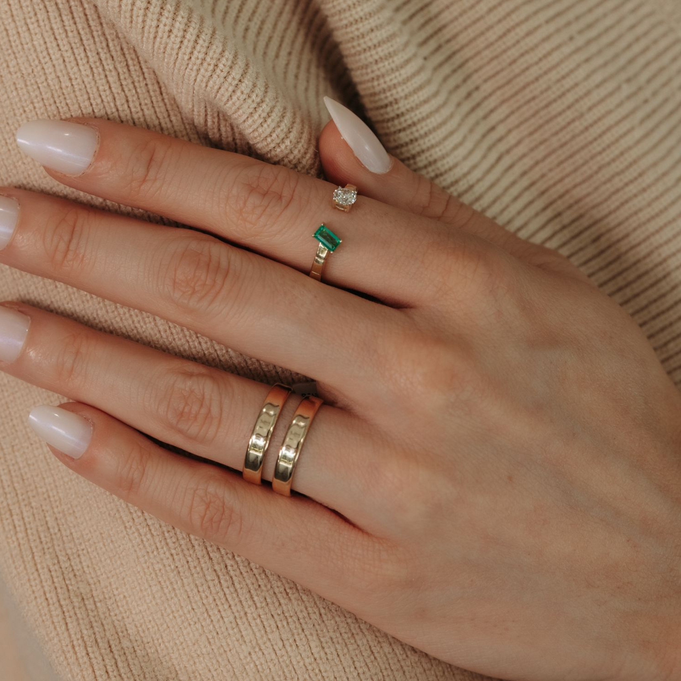 Double Floating Gold Bands Ring