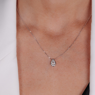 0.70CT Invisible Set Pear Shaped Diamond Necklace