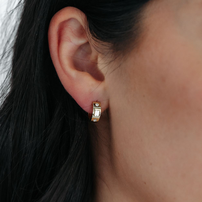 burnished diamond huggie earrings