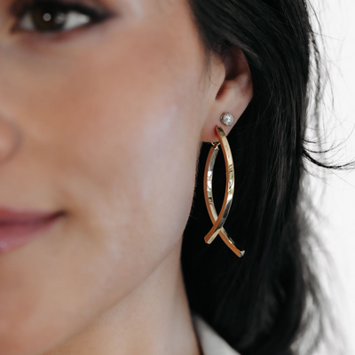Medium Square Priscilla Gold Swing Earrings