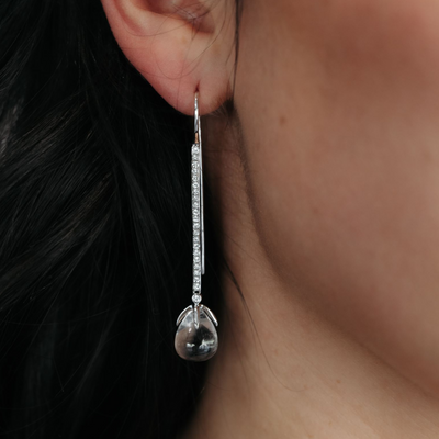white topaz diamond drop earrings